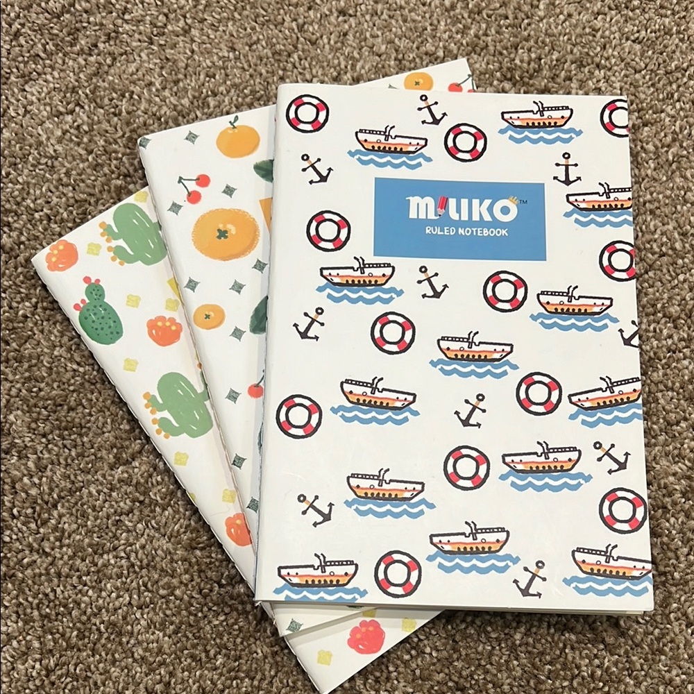 MILIKO 50 Sheet / 100 Page Notebook Journal with Fun Patterns Set of 3